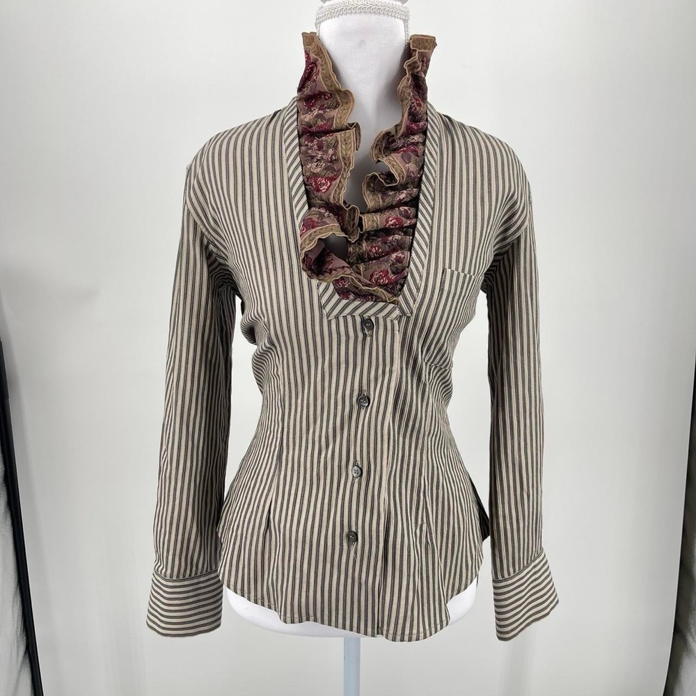 Vintage 90s Romeo Gigli Archival Runway Button Down Top EU 42 US M Victorian ASO